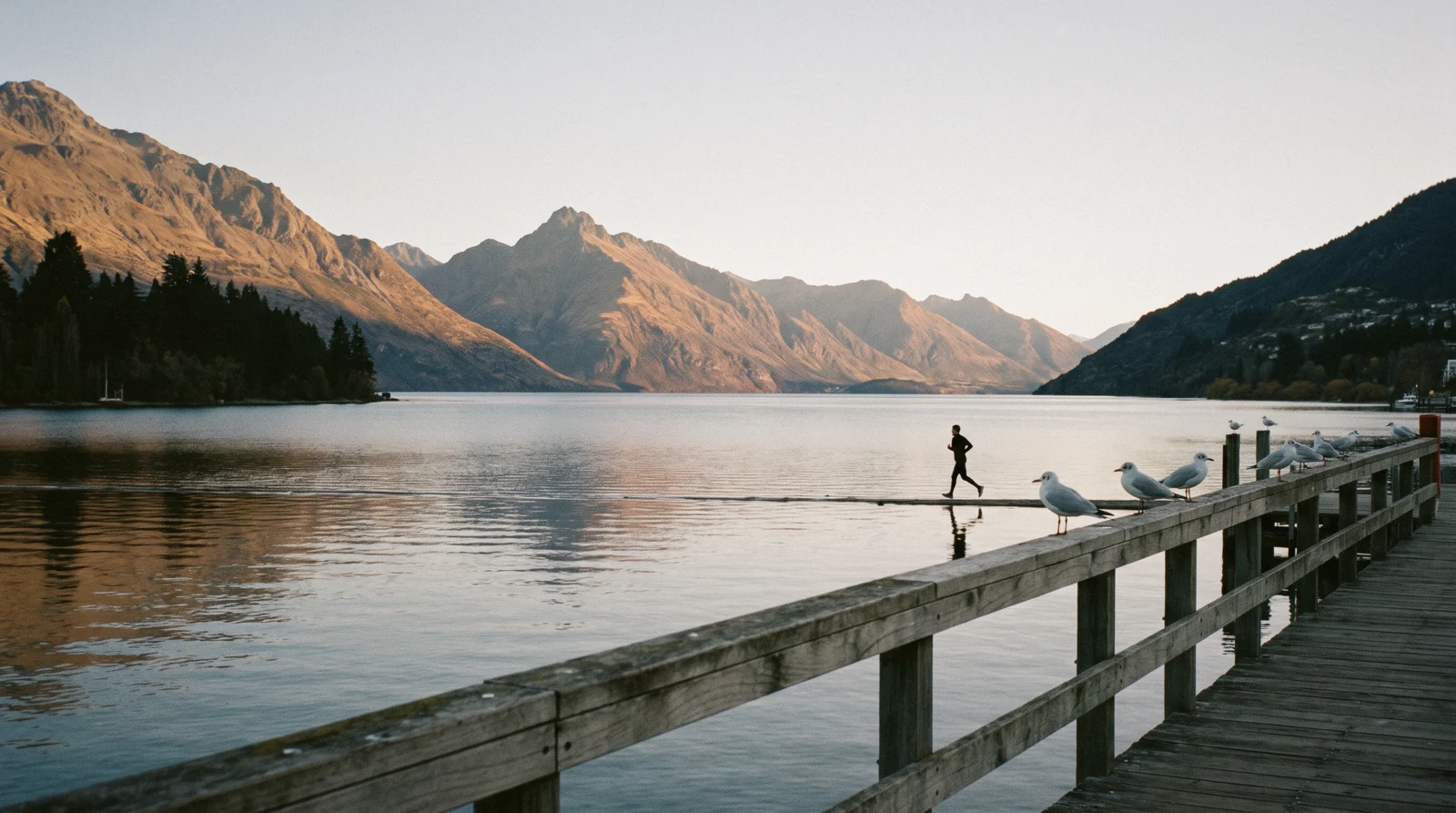 Early light on Lake Whakatipu and the Queenstown Gardens peninsula, the first stop of a Queenstown in 1 day itinerary
